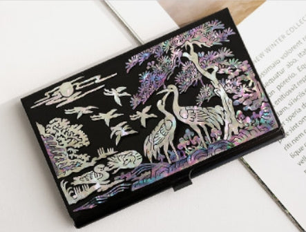 Natural Mother-of-Pearl Business Card Holder – Handcrafted Lacquerware Finish