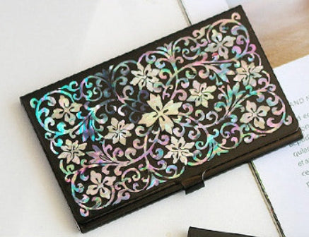 Natural Mother-of-Pearl Business Card Holder – Handcrafted Lacquerware Finish