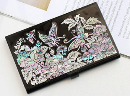 Natural Mother-of-Pearl Business Card Holder – Handcrafted Lacquerware Finish