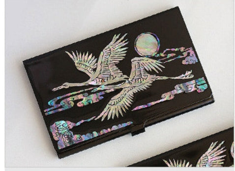Natural Mother-of-Pearl Business Card Holder – Handcrafted Lacquerware Finish
